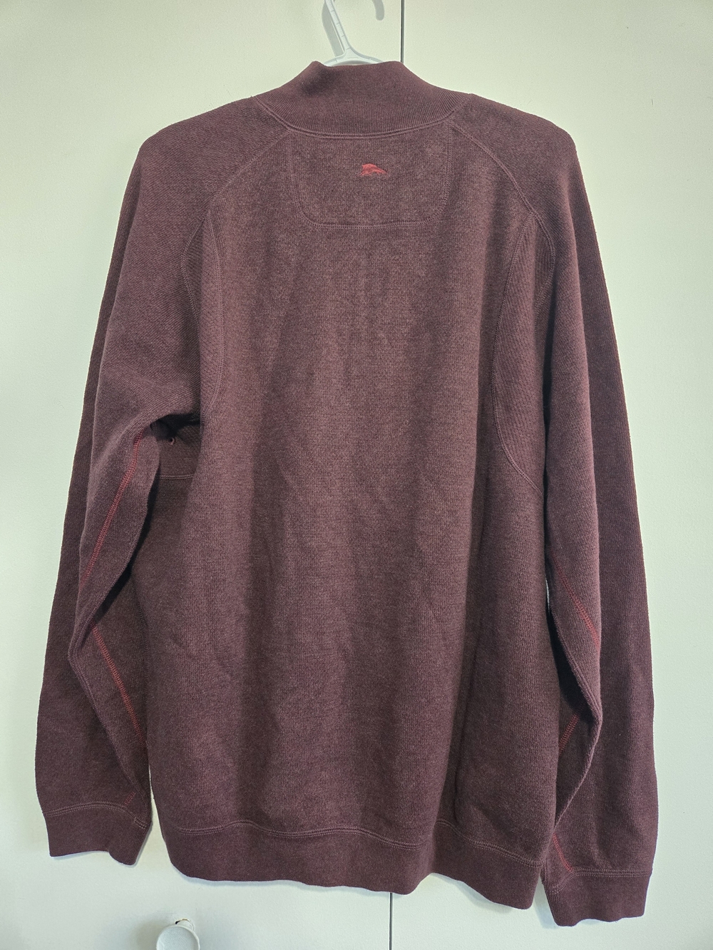 Tommy Bahama Mens Medium Burgundy Quarter Zip Pullover Sweater Cotton - Picture 6 of 7